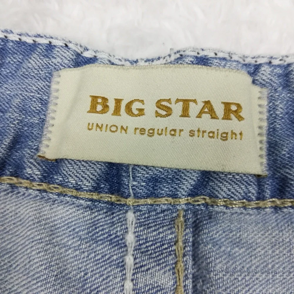 Big Star Mens Jeans Union Regular Straight Leg Blue Denim Light Wash Short 36S
